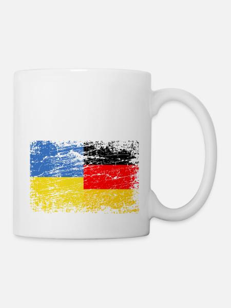 Ukraine Deutschland Flagge Ukrainisch Deutsch - Tasse - Weiß