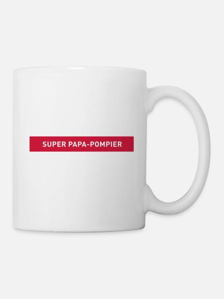 SUPER PAPA POMPIER Uniforme de Pompier - Mug blanc - blanc
