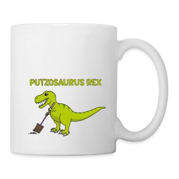 T-Rex Broom Cleaning Putzosaurus - Mug - white - Right