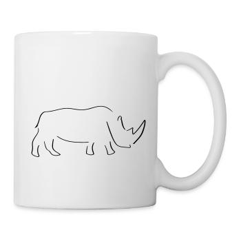 Rhino Line Art - Minimalist - Mug - white - Right
