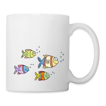 colorful fish water sea graffiti children's drawing - Mug - white - Right