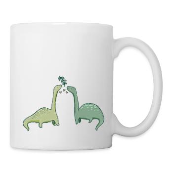 Cute dinosaurs with hearts - Mug - white - Right