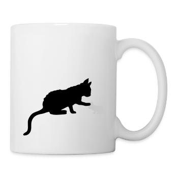 Mama Katze berührt Kätzchen - Tasse - Weiß - Rechts