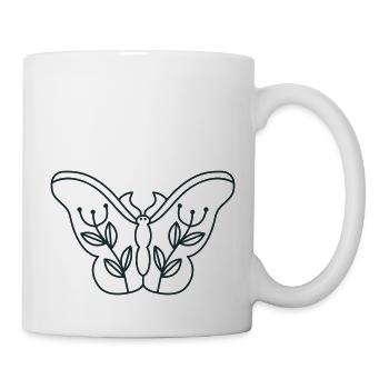 Papillon floral mignon avec des feuilles - Mug blanc - blanc - Droite