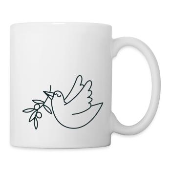 Glückliche Taube mit Olivenzweig - Tasse - Weiß - Rechts