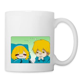 Junge, der seine kleine Freundin beobachtet - Tasse - Weiß - Rechts
