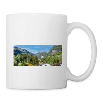 Geiranger panorama Storseterfossen Norway - Mug - white - Right