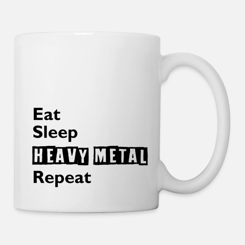 Manger - Dormir - Heavy Metal - Répéter - Mug blanc - blanc
