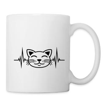 Herzschlag Katze Gesicht glücklich - Tasse - Weiß - Rechts