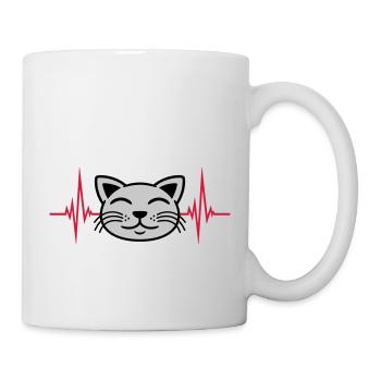Puls Katze Gesicht glücklich - Tasse - Weiß - Rechts