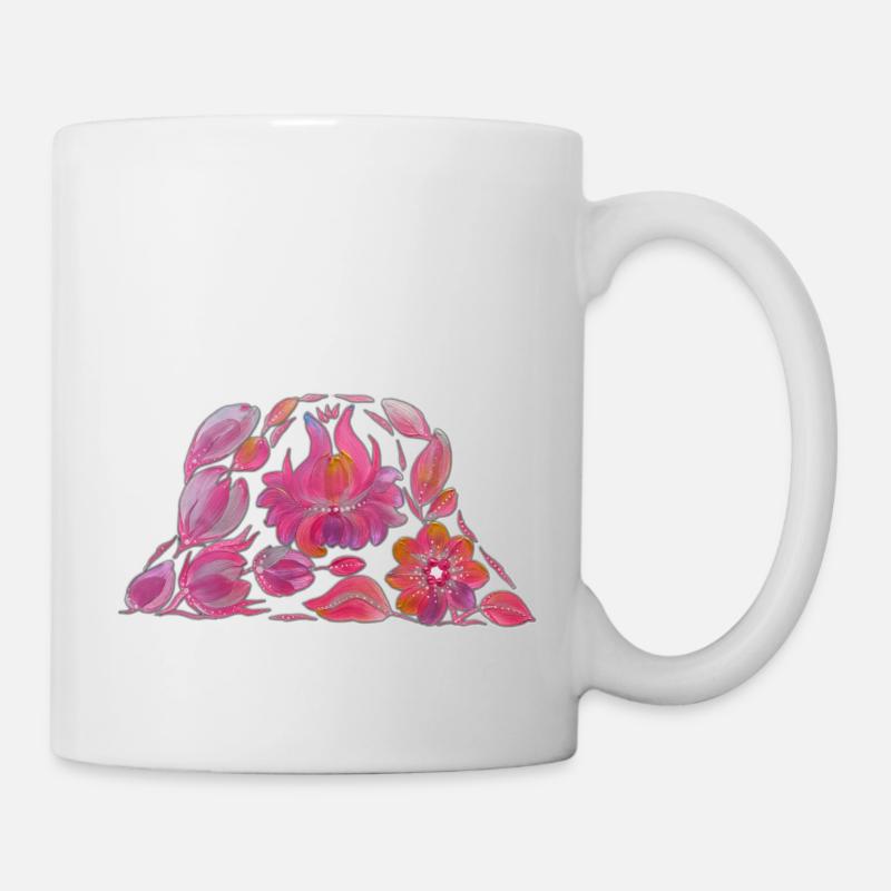 Rosa Eimerhut. Petrykivka Malerei. UA KUNST. - Tasse - Weiß