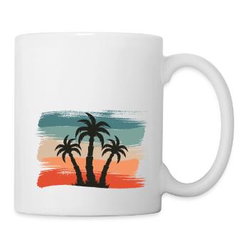 Beach Style: Retro Palmen einsame Insel Design - Tasse - Weiß - Rechts