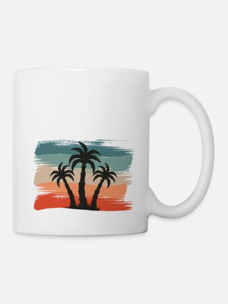 Beach Style: Retro Palmen einsame Insel Design - Tasse - Weiß