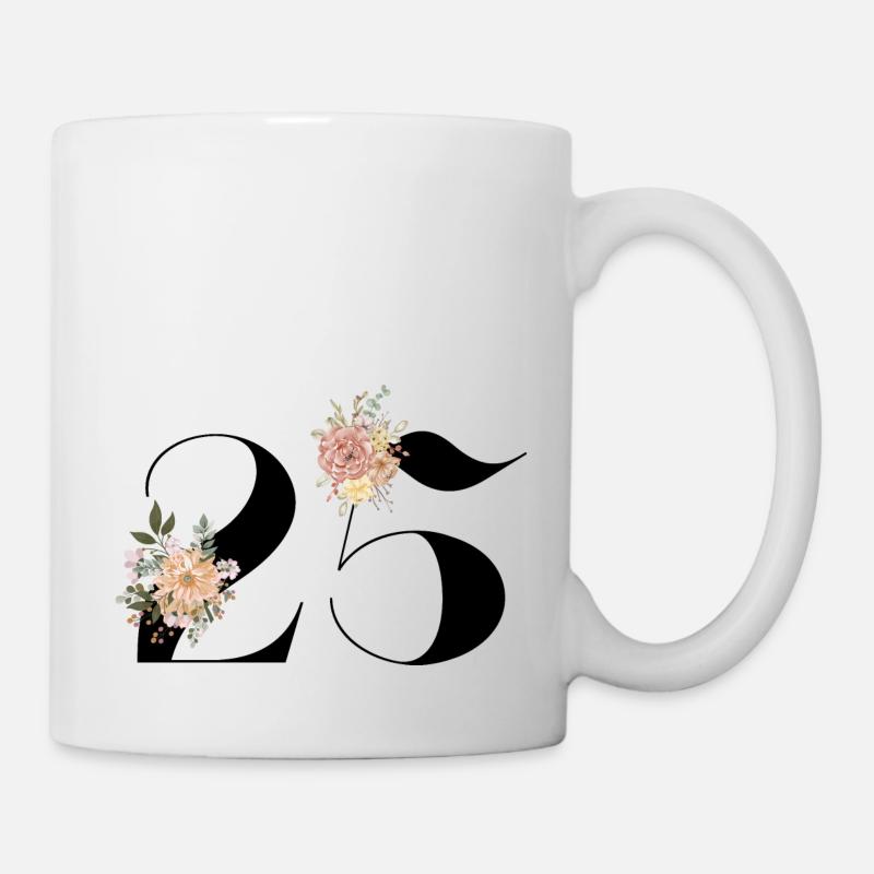 25e anniversaire fleuris (Cadeau de 25 ans) - Mug blanc - blanc