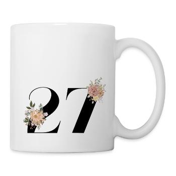 Blumen zum 27-jährigen Jubiläum (Geschenk von 27 Jahren) - Tasse - Weiß - Rechts
