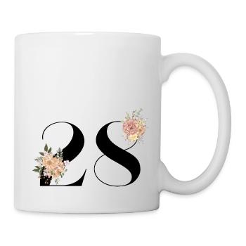 Blumen zum 28-jährigen Jubiläum (Geschenk von 28 Jahren) - Tasse - Weiß - Rechts