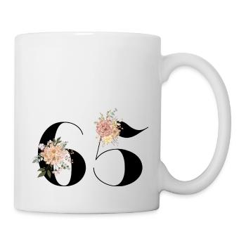65e anniversaire fleuris (Cadeau de 65 ans) - Mug blanc - blanc - Droite