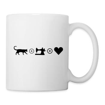 Katze und Nähen ist Liebe, macht glücklich - Tasse - Weiß - Rechts