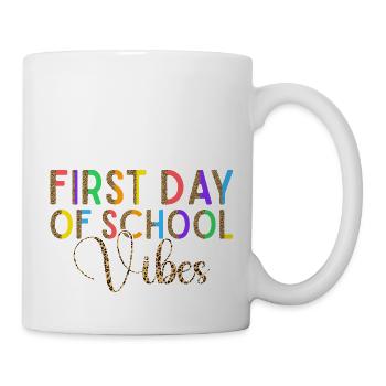 Erster Schultag Vibes Leopard Glücklich Zurück Zur - Tasse - Weiß - Rechts