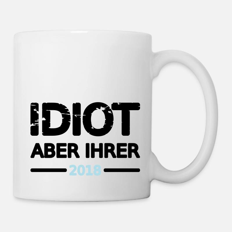 Idiot Pärchen 2018 Mann Design Motiv Grunge Vector - Tasse - Weiß