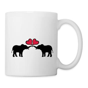 Hearts In Love Elephant Couple - Mug - white - Right