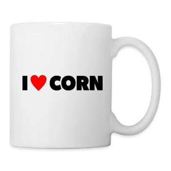 "I ❤ Corn" in schwarz mit rotem Herz - Tasse - Weiß - Rechts