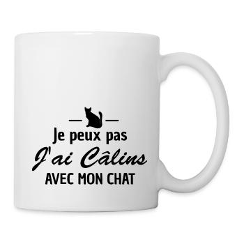 je peux pas j ai câlins avec mon chat - Mug blanc - blanc - Droite