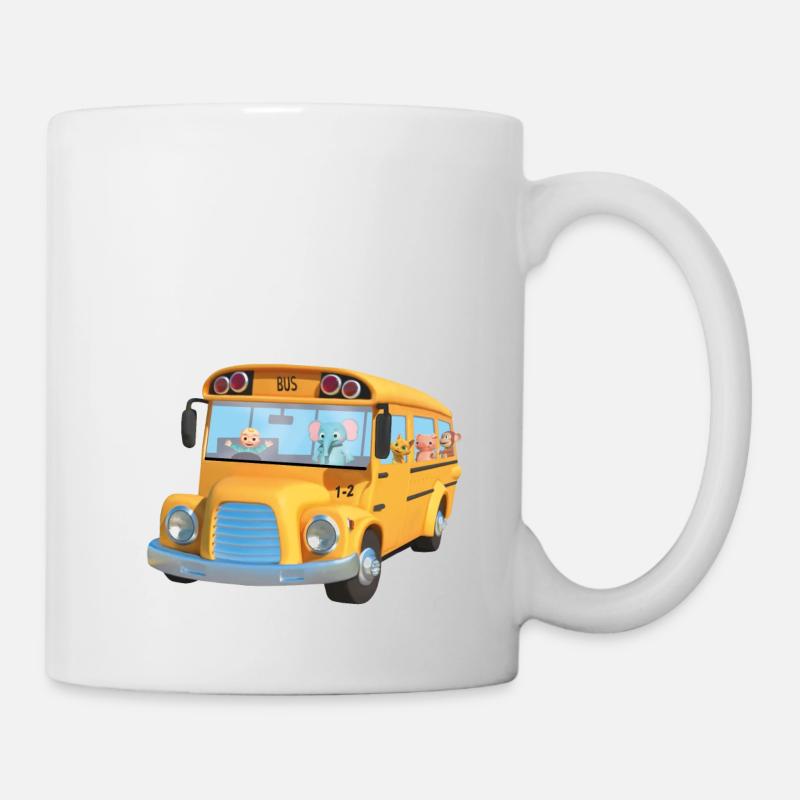 Bus gelbe Tiere Schule - Tasse - Weiß