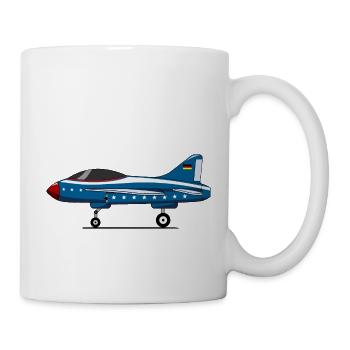 Flugzeug Fahrwerk Deutschland Flagge Blau - Tasse - Weiß - Rechts