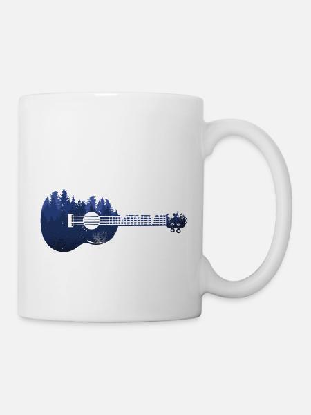 Natur Wald Musik Ukulele Gitarre Bäume Instrument - Tasse - Weiß