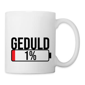 Geduld bei 1% - Witziges Geschenk - Tasse - Weiß - Rechts