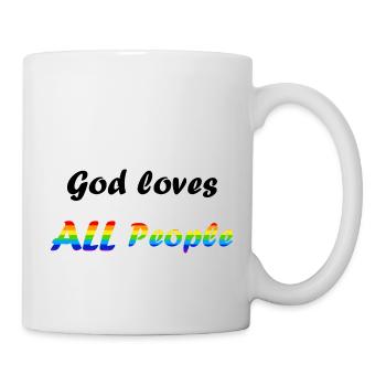 LGBTQ God Love Rainbow Flag Football - Mug - white - Right