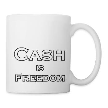 Cash is FREEDOM - blanc avec bordure noire - Mug blanc - blanc - Droite