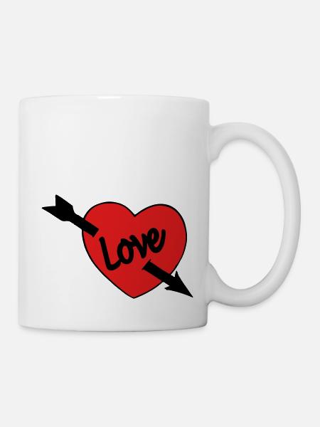 Liebesherzpfeil - Tasse - Weiß