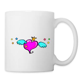 Herz mit Flügeln Liebe Valentinstag - Tasse - Weiß - Rechts
