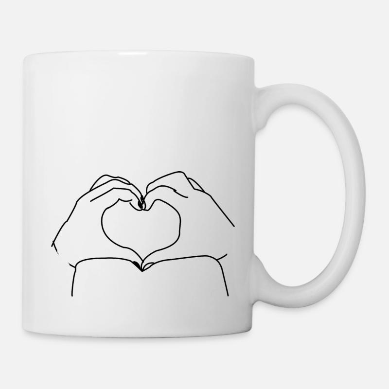 gezeichnete Hände zeigen ein Herz - Tasse - Weiß