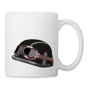 alter Motorradhelm Biker Lünette - Tasse - Weiß - Rechts