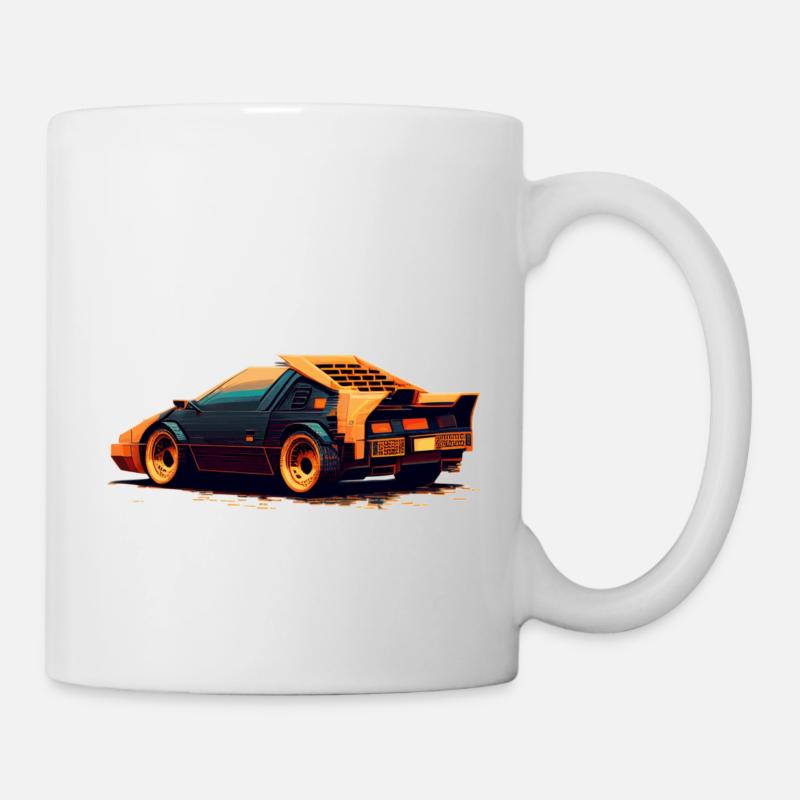 Classic Pixelart Rennwagen in retro Sci-Fi 8-Bit - Tasse - Weiß