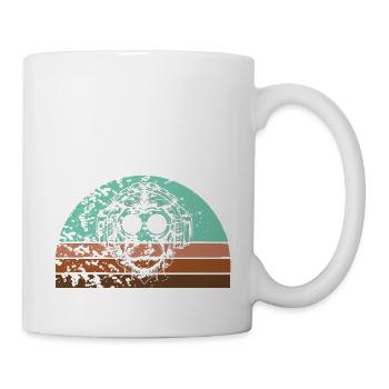 Retro Affe Schimpanse Kopfhörern im Grunge Look - Tasse - Weiß - Rechts