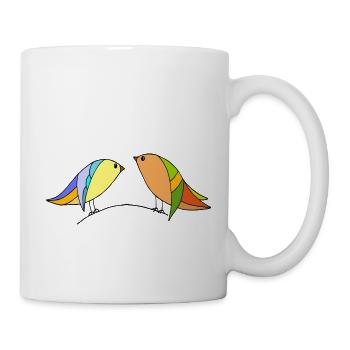 Bunte Vögel - Tasse - Weiß - Rechts