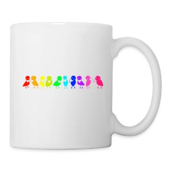 rangée colorée de corbeaux d’oiseaux - Mug blanc - blanc - Droite