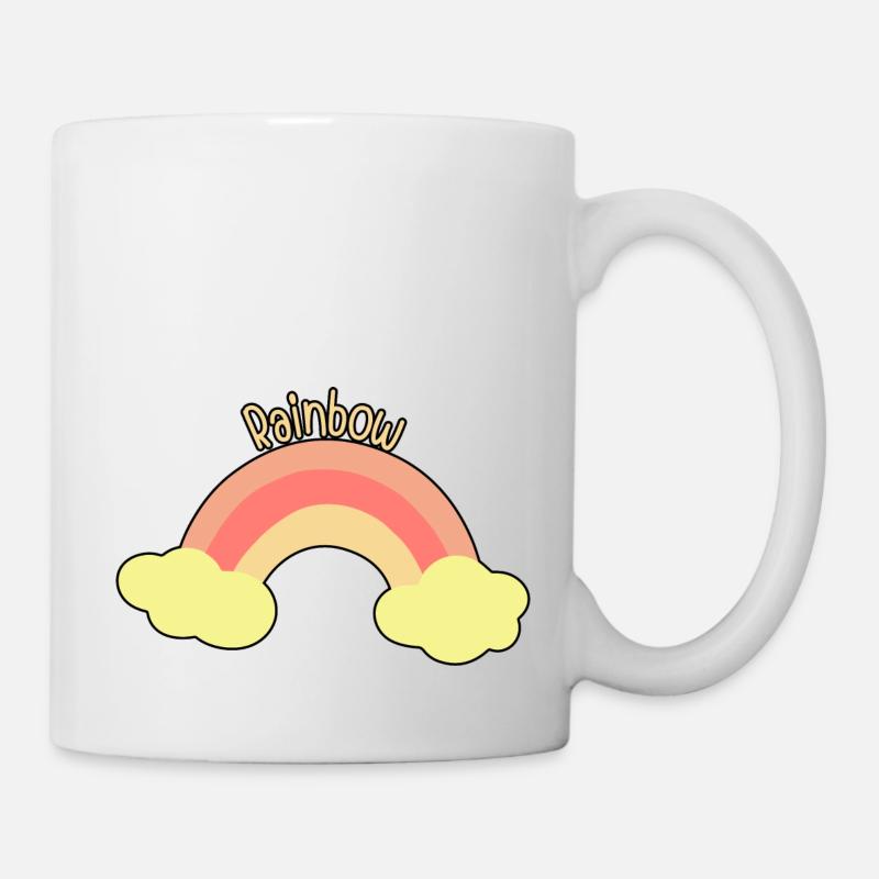 Pastel rainbow with clouds - Mug - white