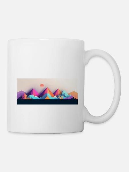 Mountain Landscape Geometric Art - Mug - white