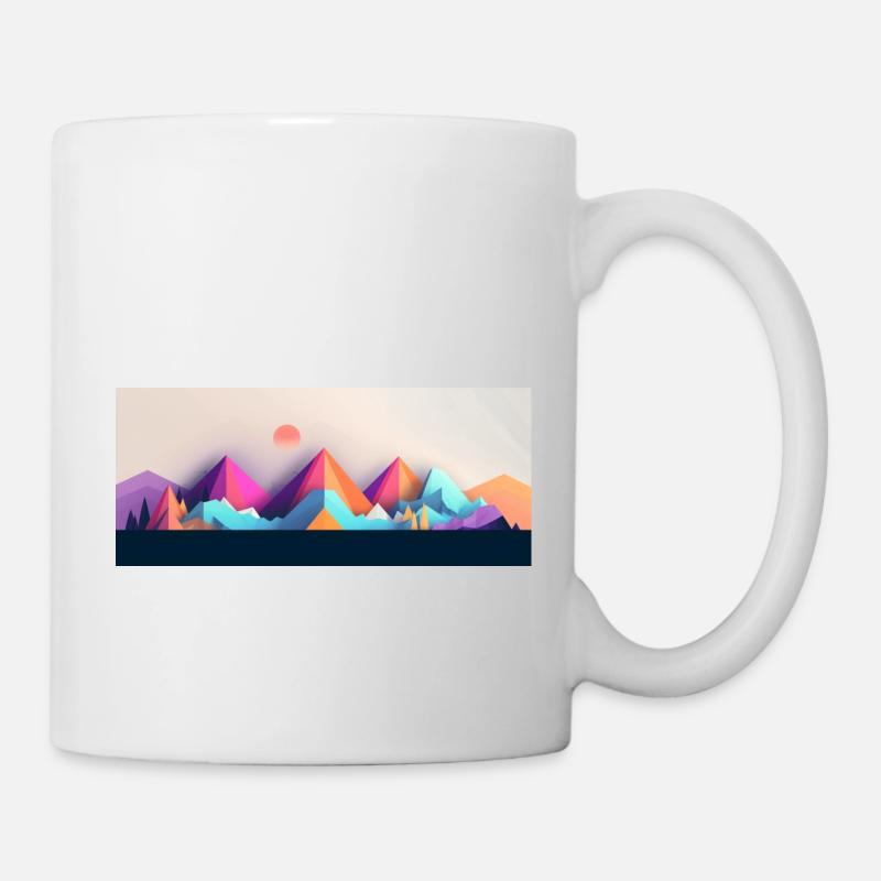 Mountain Landscape Geometric Art - Mug - white