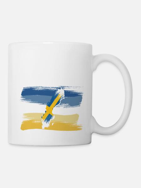 Schweden Land Umriss Flagge Urlaub Geschenk - Tasse - Weiß