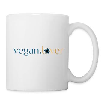 Vegan lover blue gold flower - Mug - white - Right