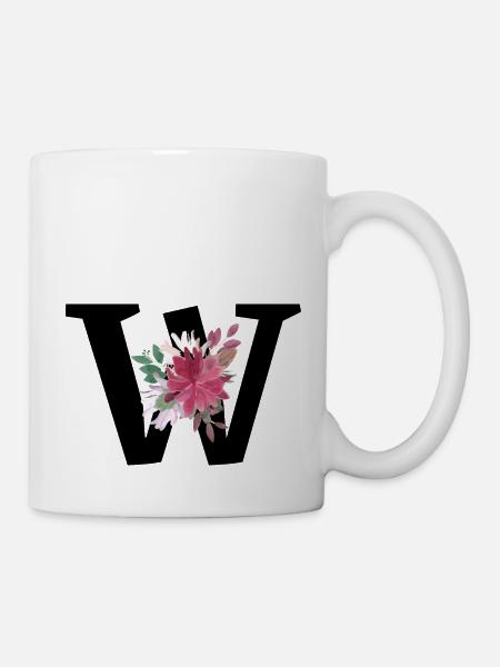 Lettre w floral - Mug blanc - blanc