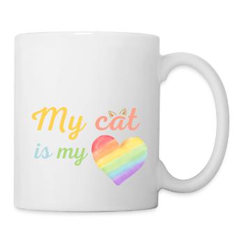 Meine Katze ist meine liebe Regenbogenfarben - Tasse - Weiß - Rechts