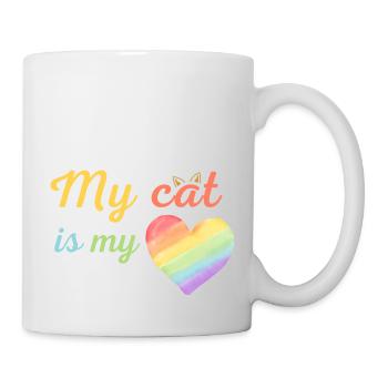 Meine Katze ist meine liebe Regenbogenfarben - Tasse - Weiß - Rechts