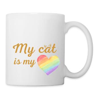 Meine Katze ist mein liebevoller Regenbogen - Tasse - Weiß - Rechts